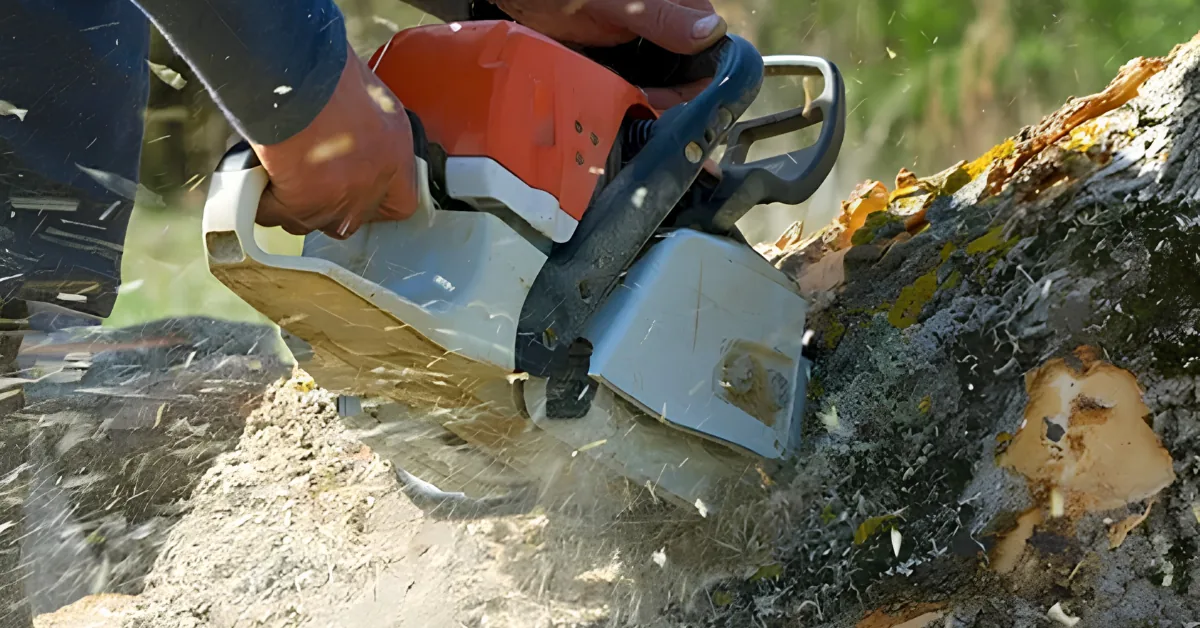 Alvarado Landscaping stump grinder removing a tree stump in Fredericksburg, Virginia